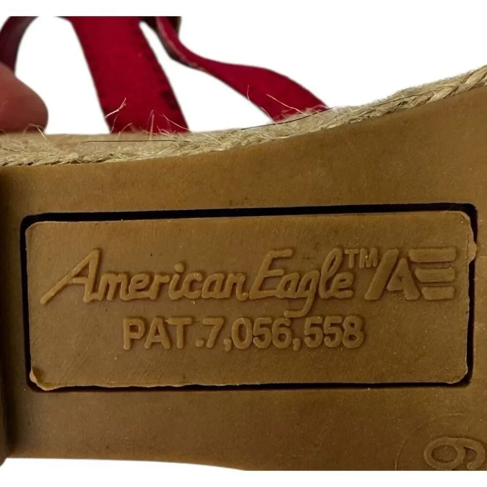 Vintage American Eagle Payless Edition Fuchsia Open Toe Wedge Shoes Womens 6.5